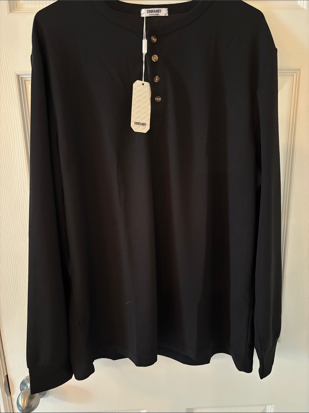 Men's Black Long Sleeve Henley Shirt